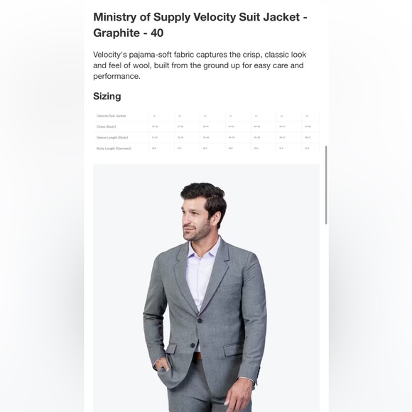 Ministry of Supply Velocity Suit Jacket - Graphite - 40 NWT wrinkle resistant - Picture 13 of 13